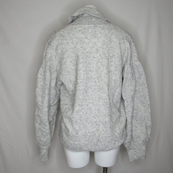 Madewell Light Gray Heather VINSON Shawl Collar Sweater Women's L Large - Picture 3 of 8